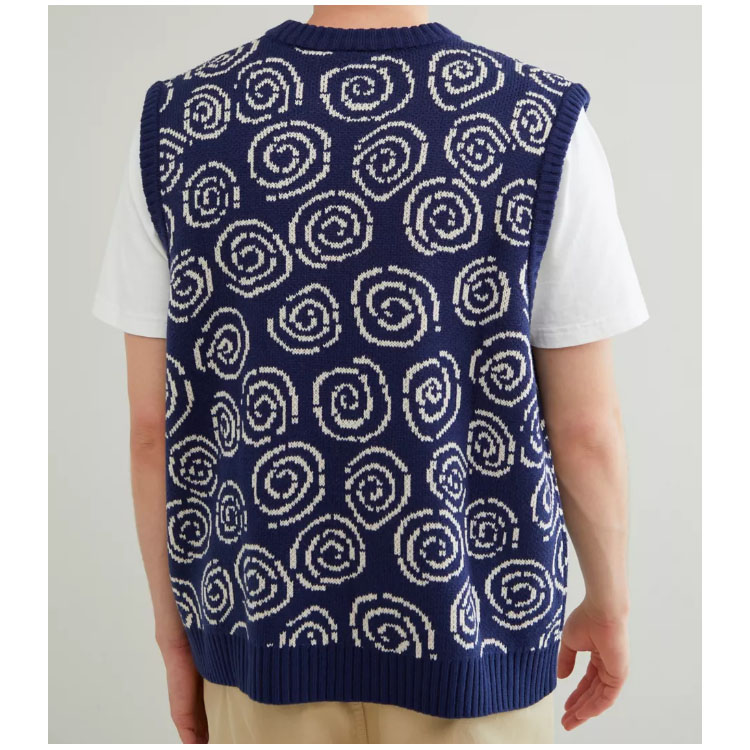 Men’s Vest Jacquard O-neck Pullover knitted Sweater