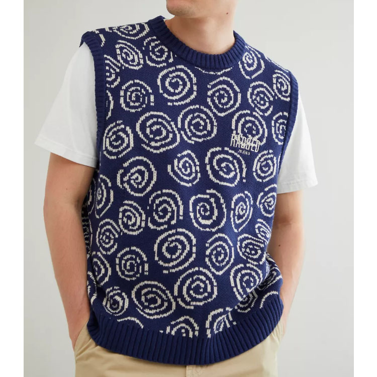 Men’s Vest Jacquard O-neck Pullover knitted Sweater