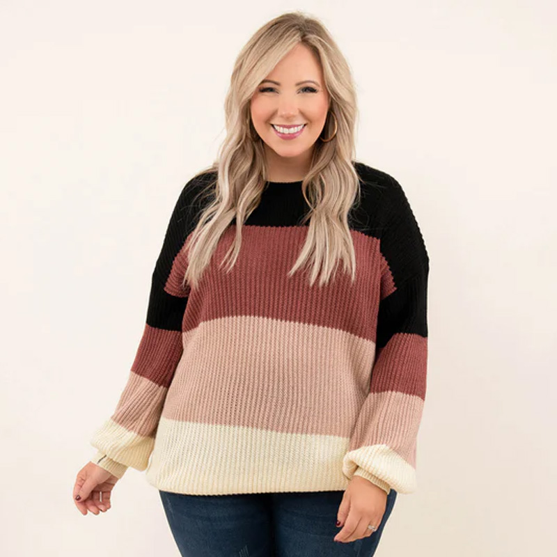 Plus Size Women's Striped Sweater