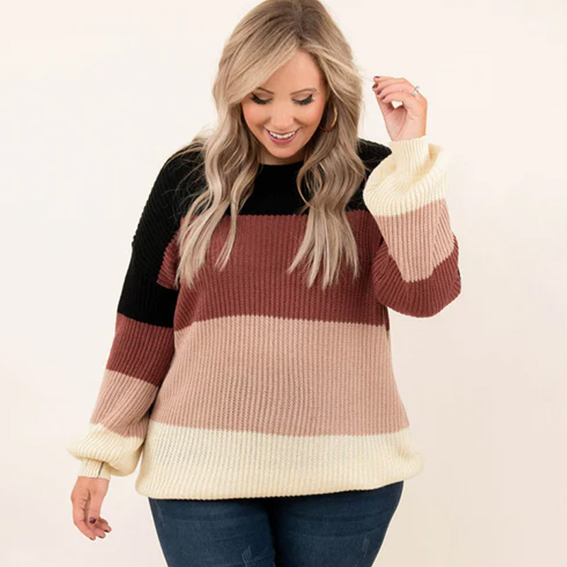 Plus Size Women's Striped Sweater