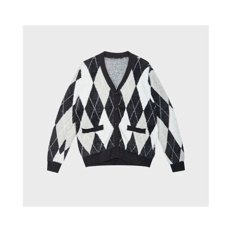 Women's Diamond Cardigan V-neck Knitted Sweater