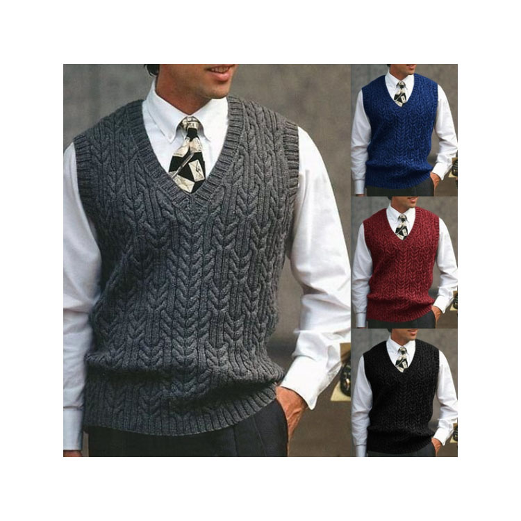 Men's Vest V-neck Pullover Knitted Sweater