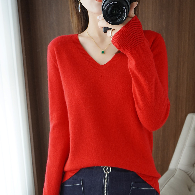 Warm V-neck Knitted Fashion Korean Sweater