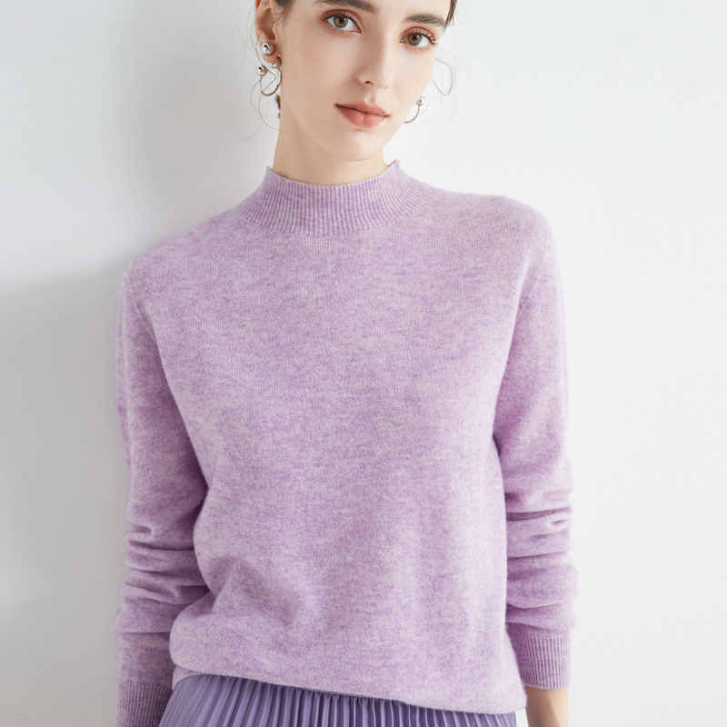 Women Solid Color Turtleneck Knit Sweater