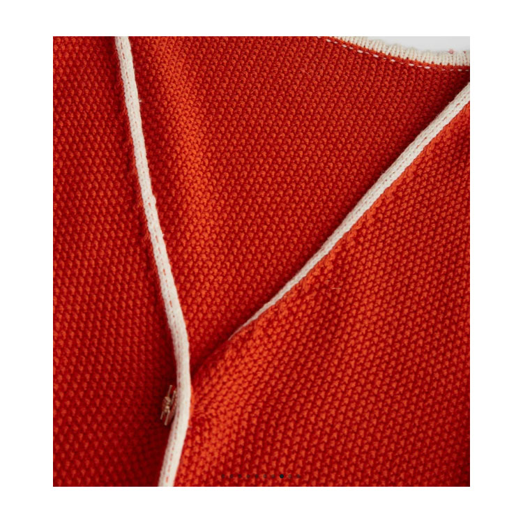 Women's Orange Red Contrast Cardigan Sweater