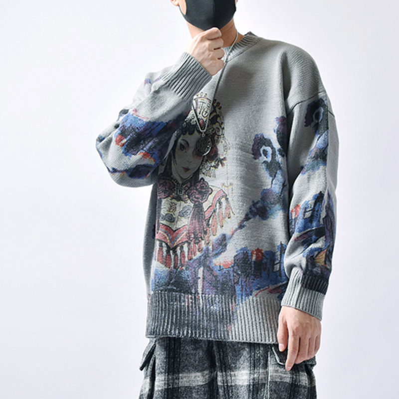 Hip Hop Anime Pullover Loose Sweater