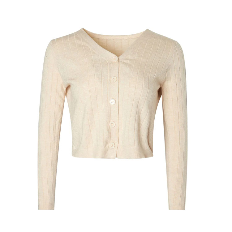 Women's Knitted Beige Button-Up Cardigan