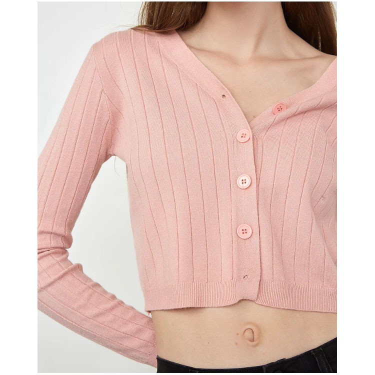 Women's Knitted Pink Button-Up Cardigan