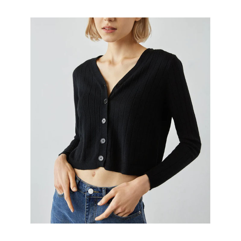 Women's Black Button-Up Cardigan Sweater