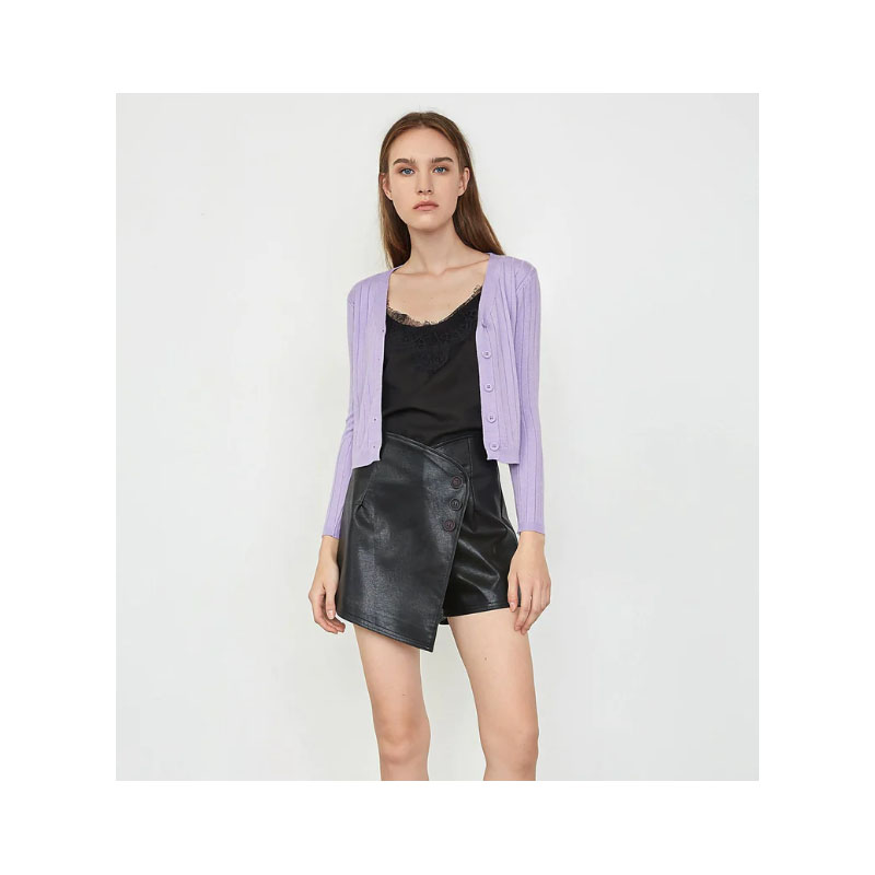 Women's Lavender Button-Up Knitted Cardigan