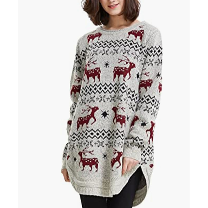 Elk Women's Pattern Oversized Sweater