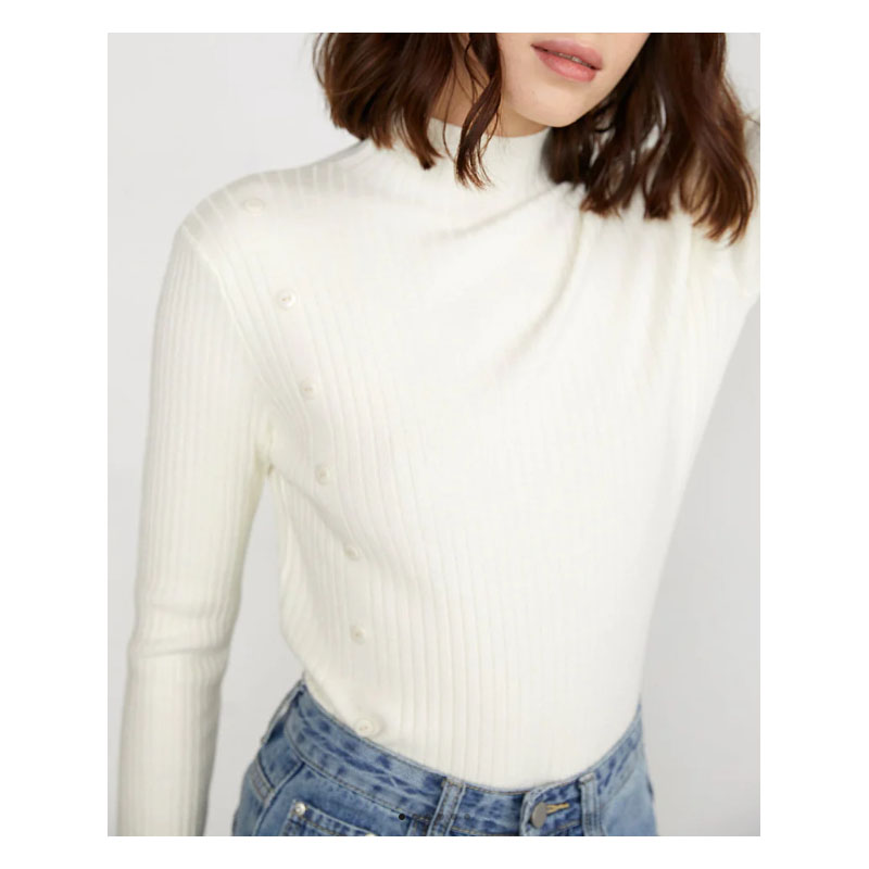 Women's White Pullover Essential Sweater