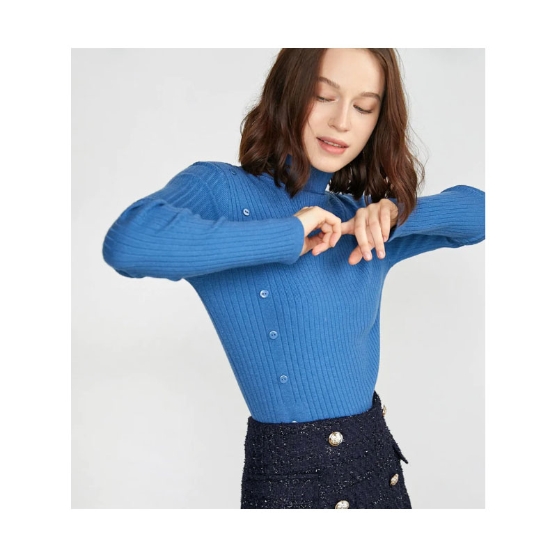 Women's Blue Turtleneck Sweater