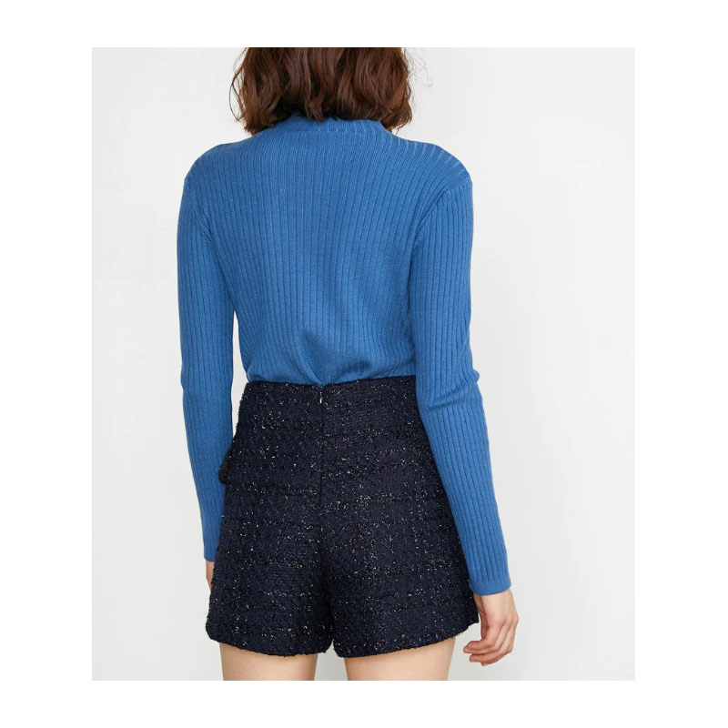 Women's Blue Turtleneck Sweater