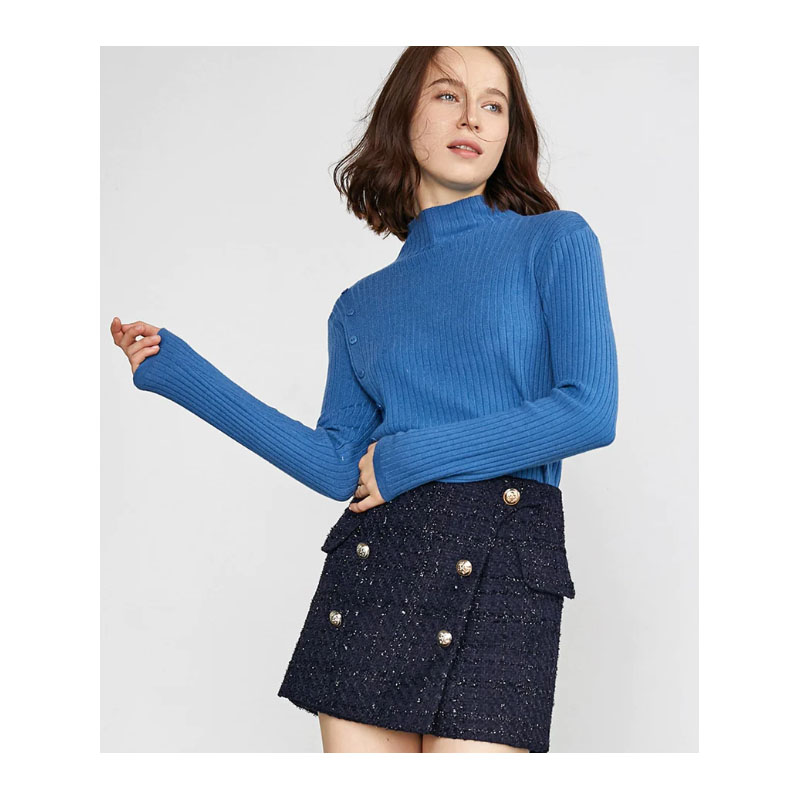 Women's Blue Turtleneck Sweater