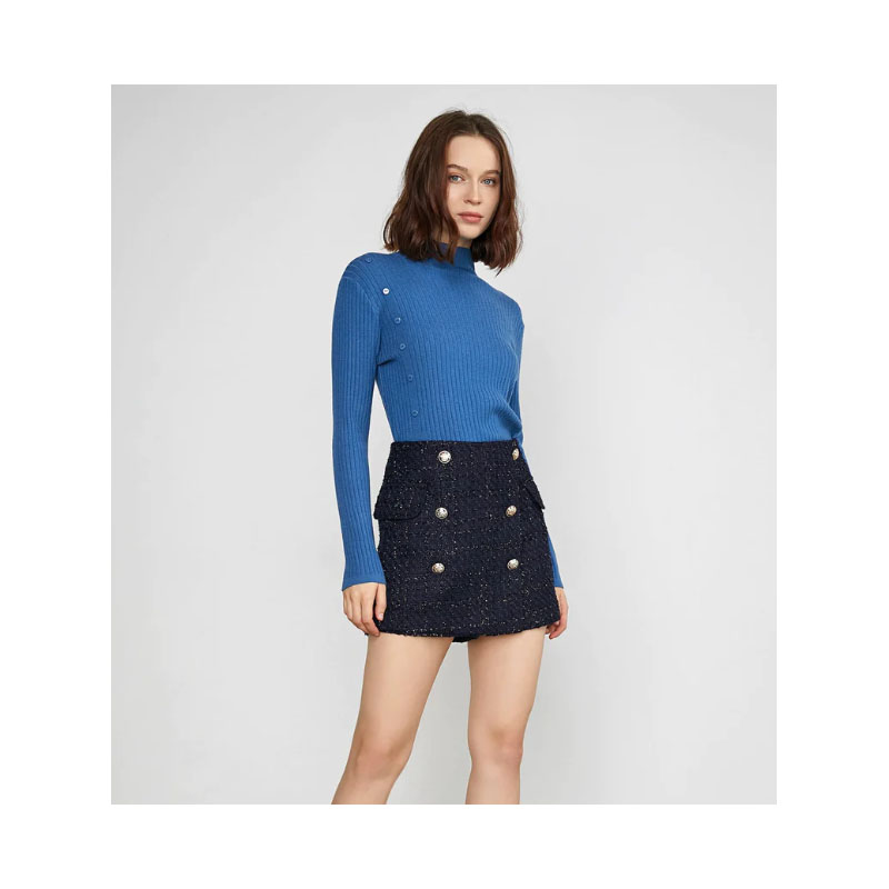 Women's Blue Turtleneck Sweater