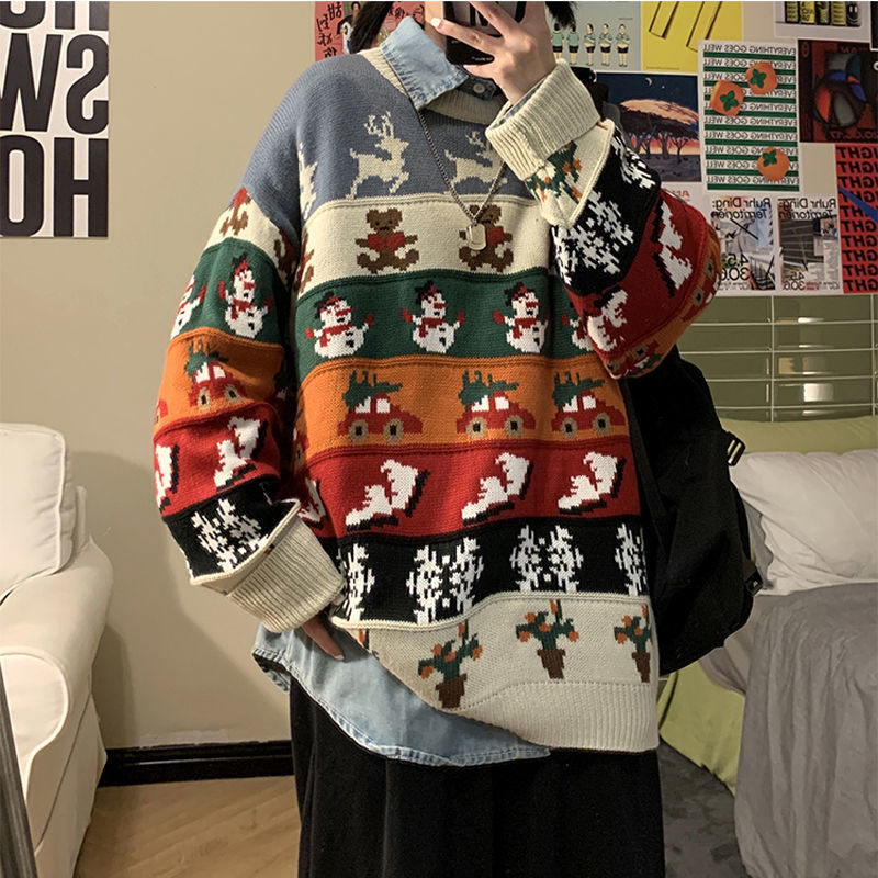 Christmas Retro Knit Baggy Cartoon Sweater