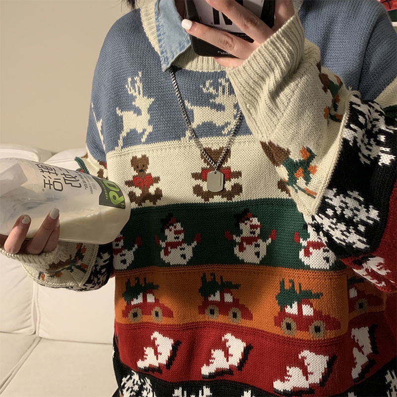 Christmas Retro Knit Baggy Cartoon Sweater