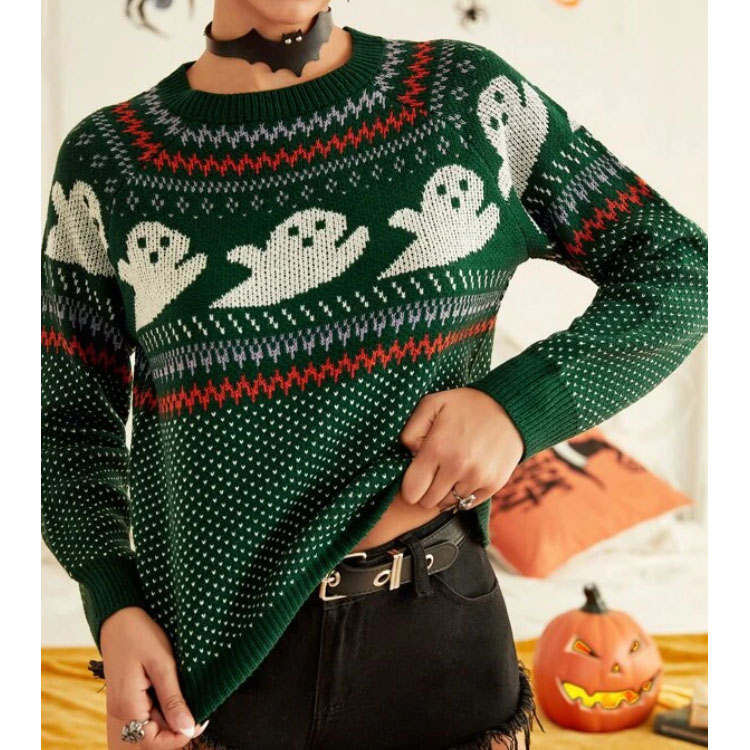 Women's Halloween Jacquard o-Neck Sweater