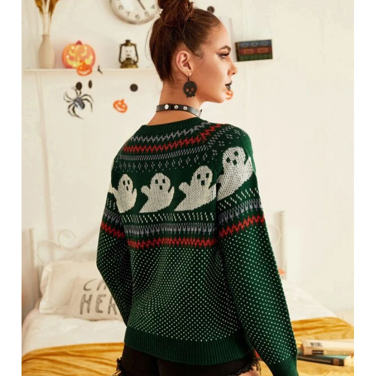 Women's Halloween Jacquard o-Neck Sweater