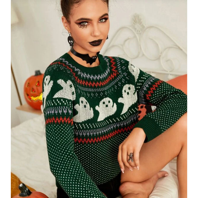 Women's Halloween Jacquard o-Neck Sweater