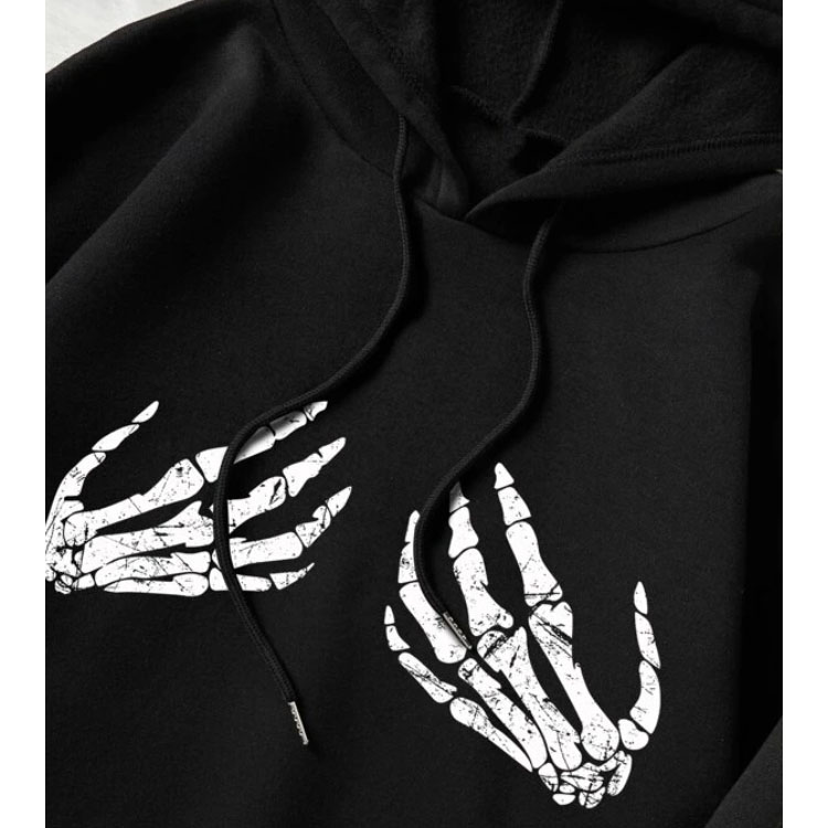 Unisex Halloween Skeleton Print Pullover Hoodie