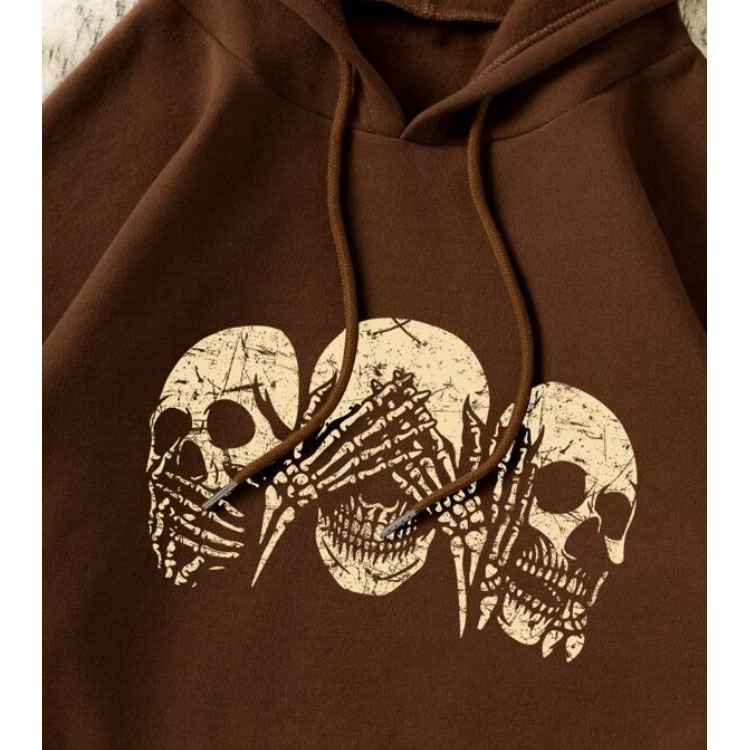 Unisex Halloween Skull Print Pullover Hoodie