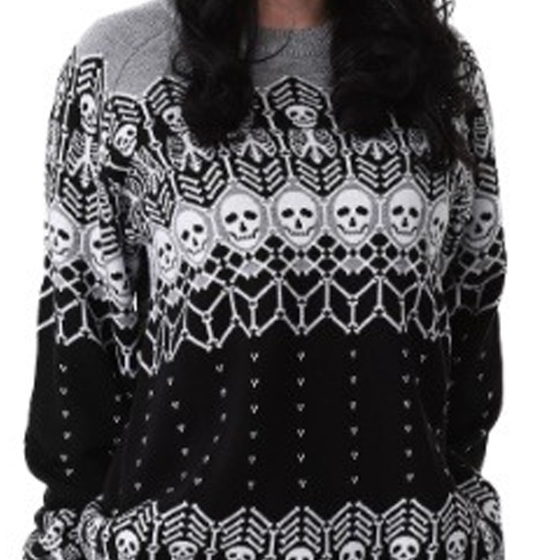 Adult Black Skeleton Ugly Halloween Sweater