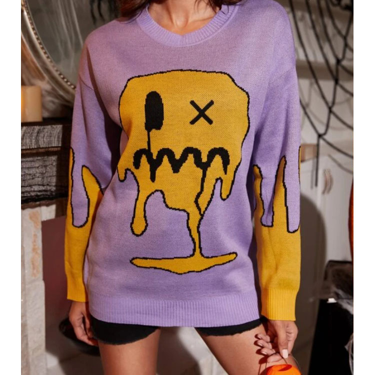 Women's Halloween Cartoon Pattern Pullover Jumper