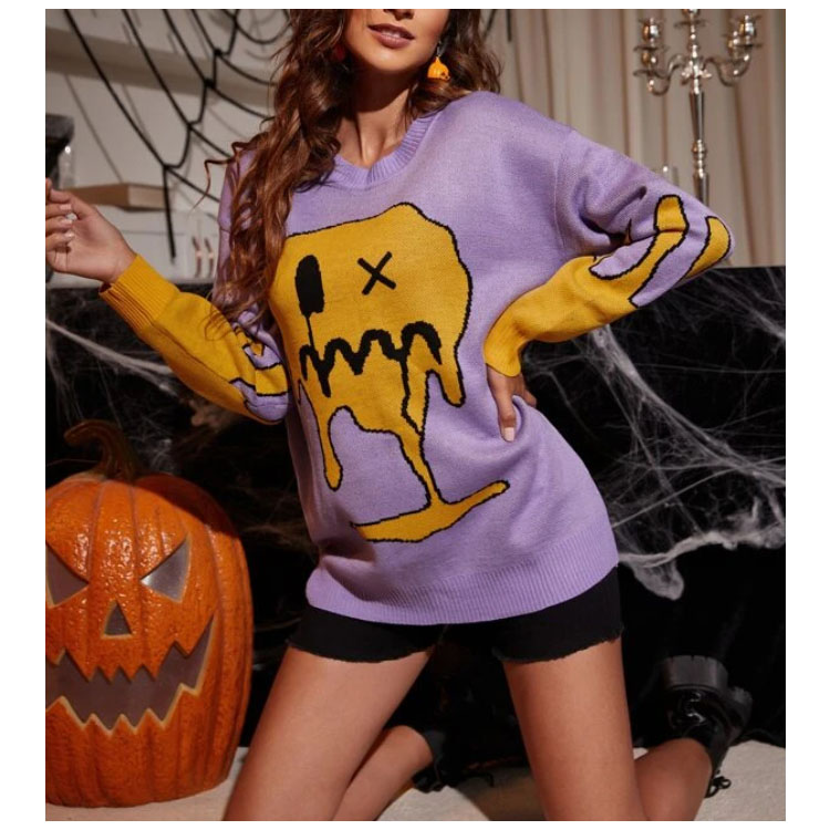 Women's Halloween Cartoon Pattern Pullover Jumper