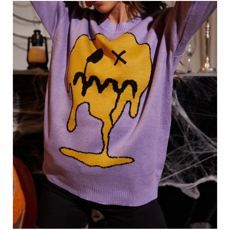 Women's Halloween Cartoon Pattern Pullover Jumper