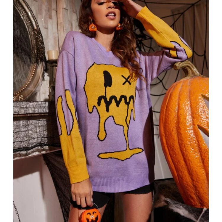 Women's Halloween Cartoon Pattern Pullover Jumper