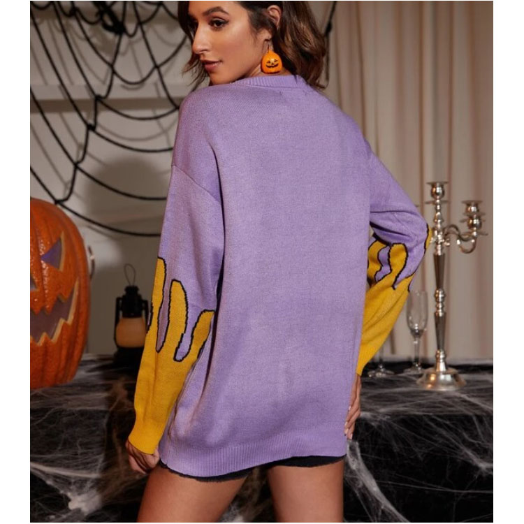 Women's Halloween Cartoon Pattern Pullover Jumper