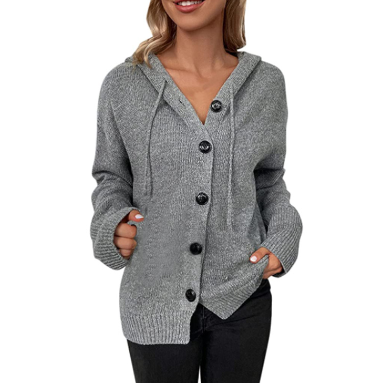 Women Solid Color Knit Cardigan Sweater