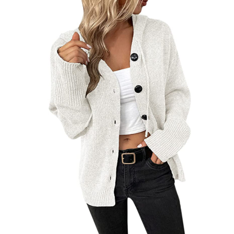 Women Solid Color Knit Cardigan Sweater