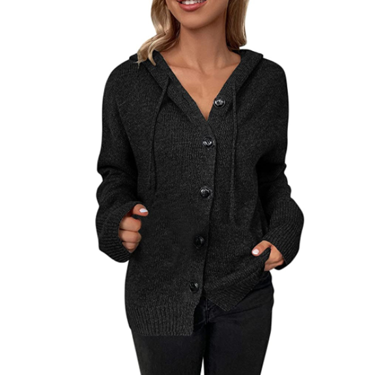 Women Solid Color Knit Cardigan Sweater