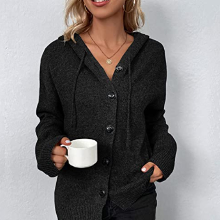 Women Solid Color Knit Cardigan Sweater