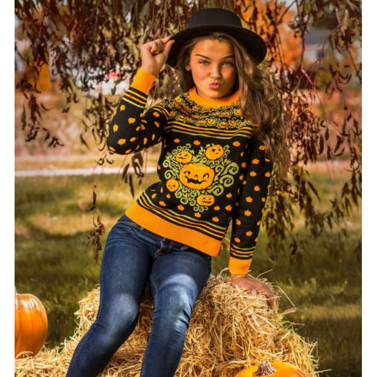 Kid's Classic Pumpkin Patch Halloween Sweater