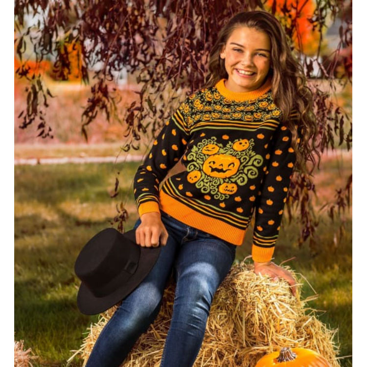 Kid's Classic Pumpkin Patch Halloween Sweater