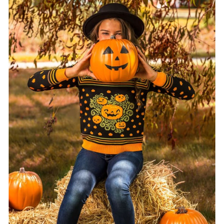 Kid's Classic Pumpkin Patch Halloween Sweater