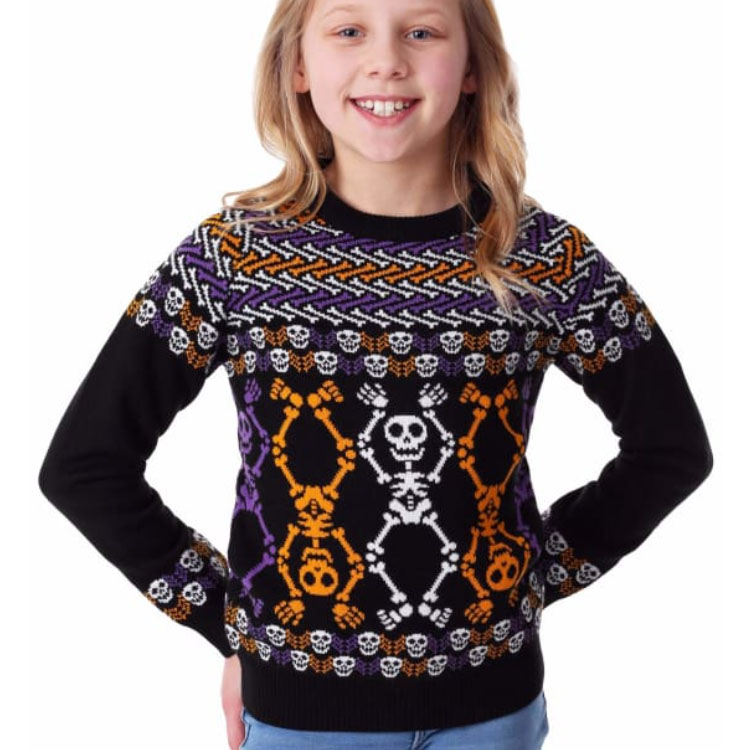 Kid's Dancing Skeletons Jacquard Halloween Sweater