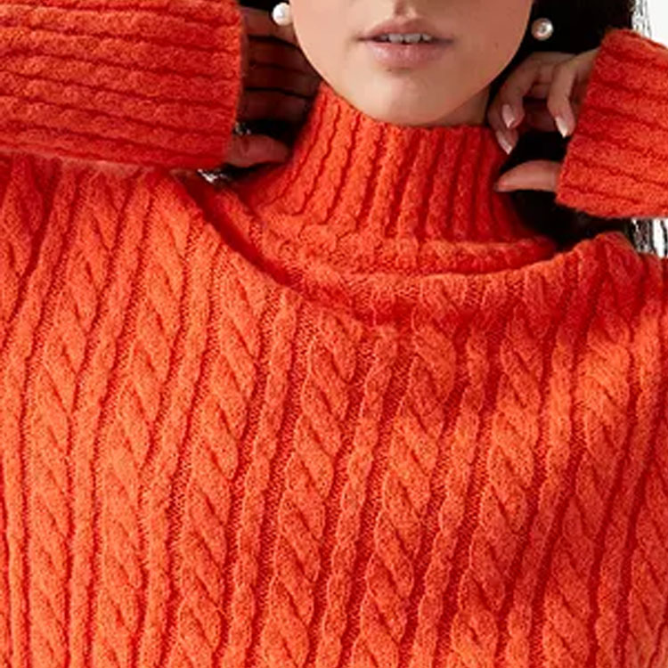 Women Turtle Neck Cable Knit Jumper