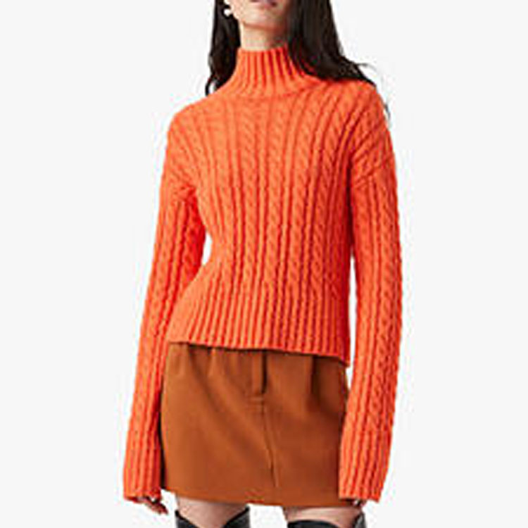 Women Turtle Neck Cable Knit Jumper