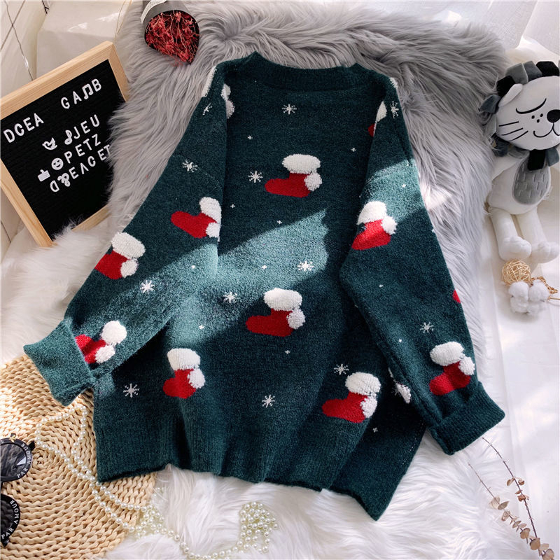 Christmas Sweater Roundneck Women Loose Pullover