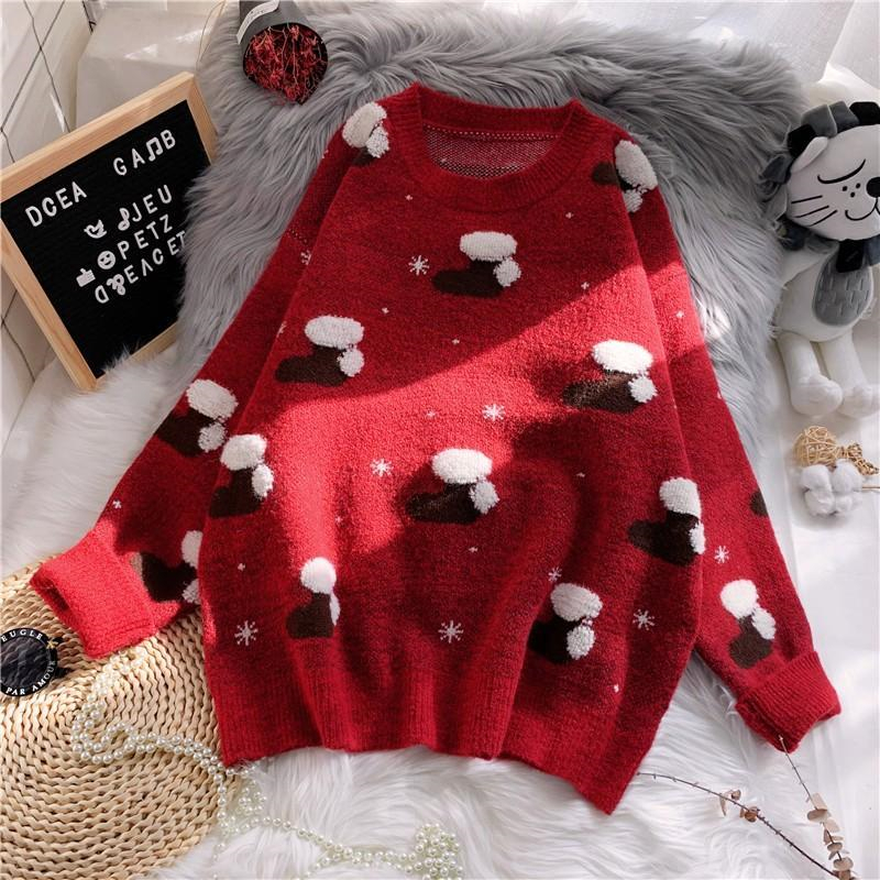 Christmas Sweater Roundneck Women Loose Pullover