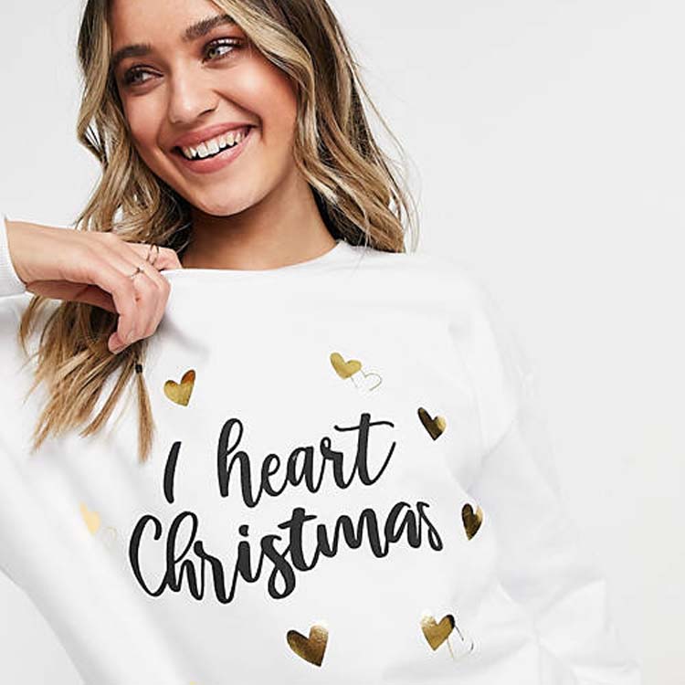 Women's Christmas Heart Print Sweater