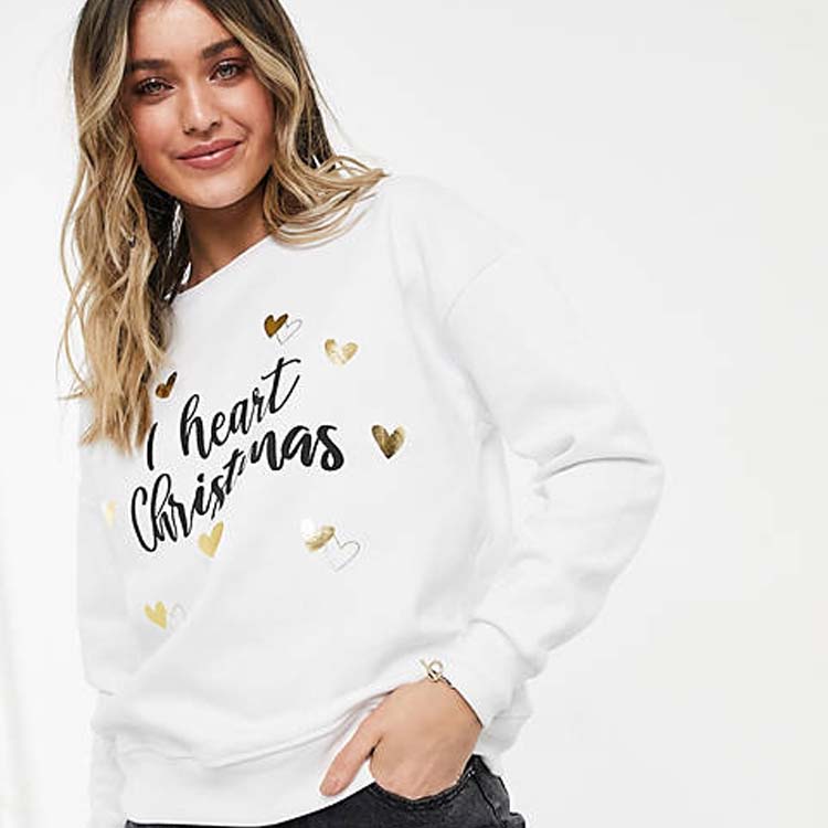 Women's Christmas Heart Print Sweater