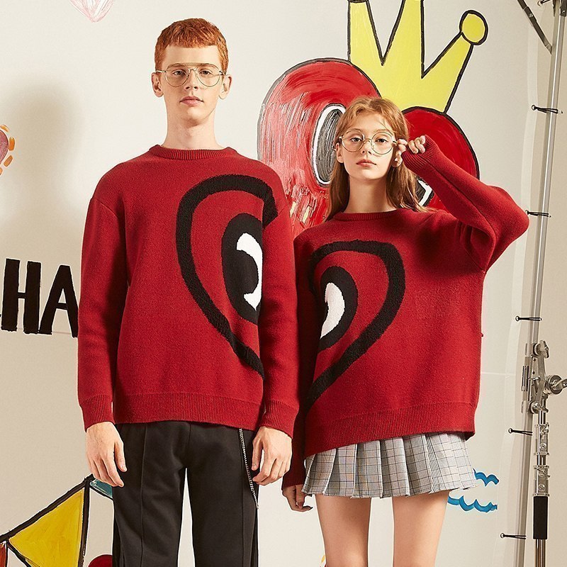 Valentine Day Red Love Roundneck Sweater