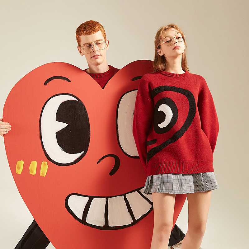 Valentine Day Red Love Roundneck Sweater