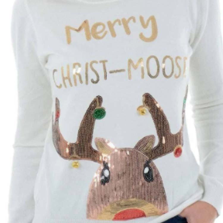 Womens Sequin Merry Christmas Jumper